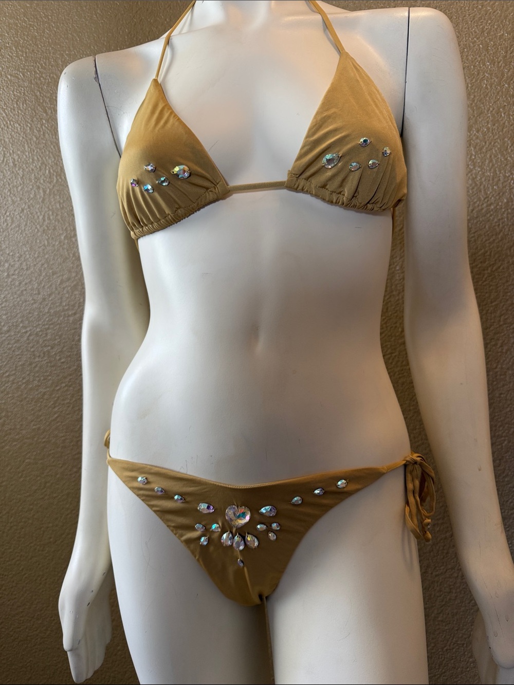 Beach Bunny Mustard Crystal Triangle Bikini